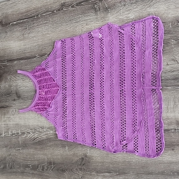 Free People Tops - We the Free People Crochet Open Mesh High Low High Neck Tank Top XS